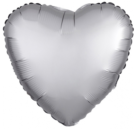 Folienballon-Herz, Silber Matt, 46 cm