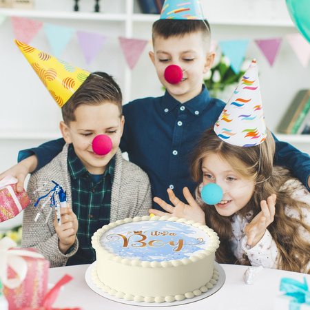 Baby Shower Boy cake topper edible wafer round 20 cm premium, vegan, gluten-free, cut