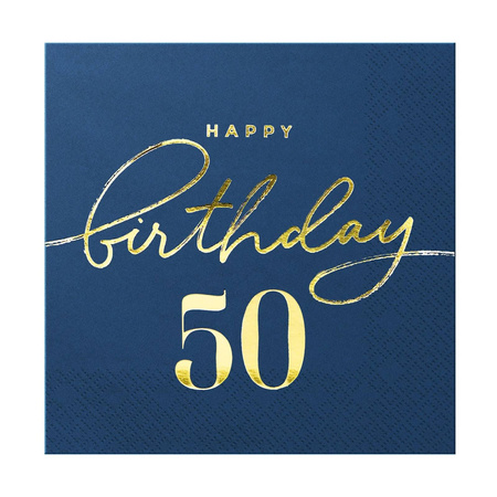 Happy Birthday 50 Servietten marineblau 10 Stk.