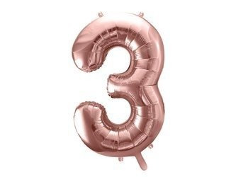 Foil balloon digit '3', 86cm, pink gold