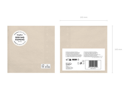 Paper napkins Beige Desert Sand 33x33cm 20 pcs