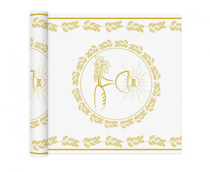 Table Runner First Holy Communion, White - Gold, 33x200 cm