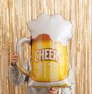 Folienballon Bierkrug Cheers Gold 45 cm Oktoberfest