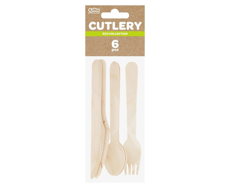 Eco Wooden cutlery, mix of 6