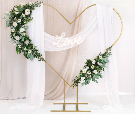 Heart backdrop stand, gold, 2m