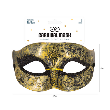 Carnival mask gold with aging effect 17x8cm