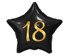 Foil Balloon, Black Star 18th birthday, 44cm