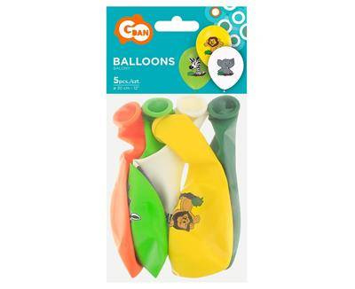 Balloons of animals safari 30cm, 5 pcs