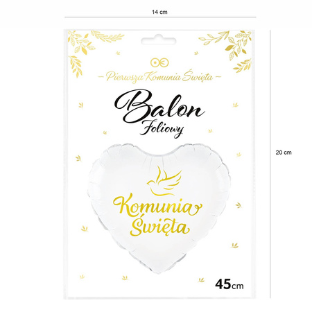 Kommunion Folienballon, Taube 45 cm