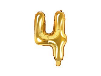Foil balloon Digit 4, 35cm, Golden