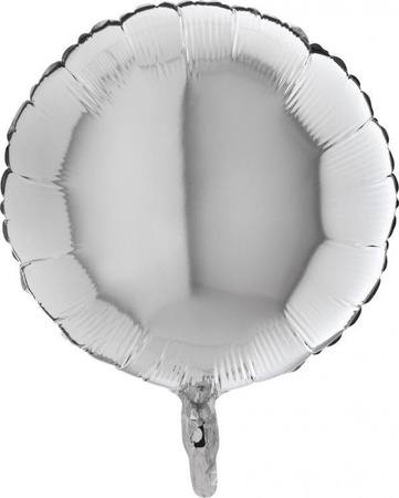 Foil balloon, round, silver, 46 cm, Grabo