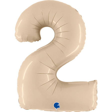 Folienballon Nummer 2, Satin Creme 102cm Grabo