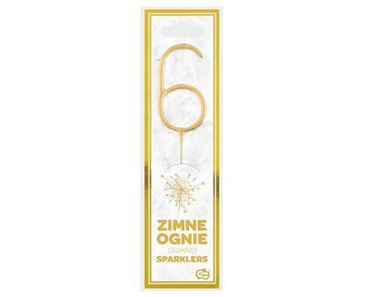Cold fireworks gold number 6, 17cm.