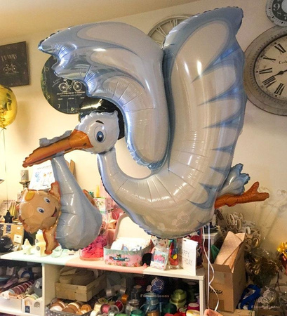 Foil Balloon - Blue Stork for Baby Shower 135 cm