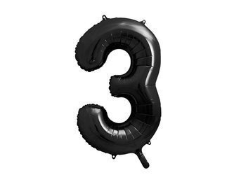 Folienballon Zahl 3 Schwarz, 86 cm