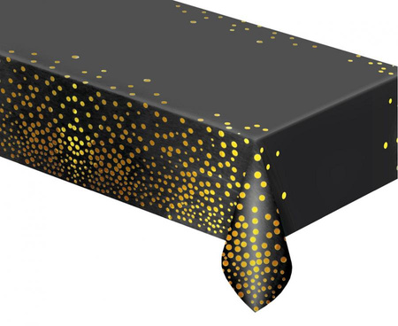 Black tablecloth in gold confetti 137x183 cm