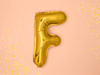 Foil balloon Letter F, 35cm, Gold