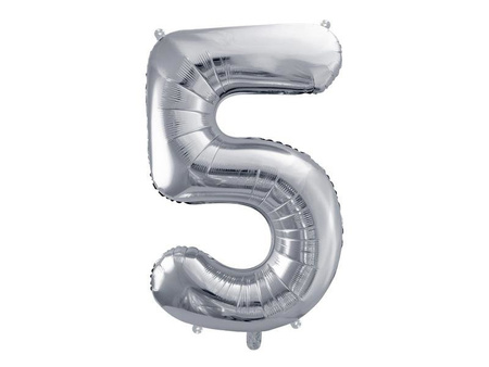 The number 5 Foil balloon, 86cm, silver