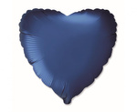 Foil Balloon Heart Satin Navy Blue 48 cm