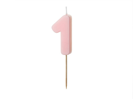 Birthday candle 1, pink, 5,5cm