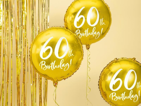 Foil balloon 60th birthday, gold, diameter 45cm