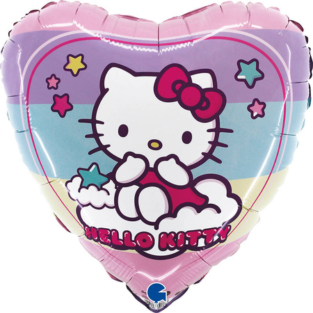 Foil balloon Heart Hello Kitty rainbow - 46cm