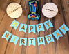 Garland Birthday - HAPPY BIRTHDAY banner, blue