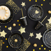 Black paper plates with gold dots, 23 cm, 6 pieces