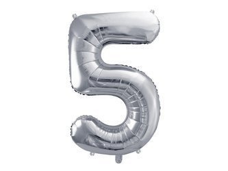 The number 5 Foil balloon, 86cm, silver