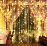 LED curtain light 3x3m, warm white, with control