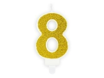 8 digit birthday candle, gold