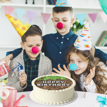 Minecraft cake topper edible wafer round 20 cm premium 0.6mm, 1pc.