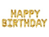 Schriftzug Happy Birthday Gold - Folienballon zum Geburtstag, slim