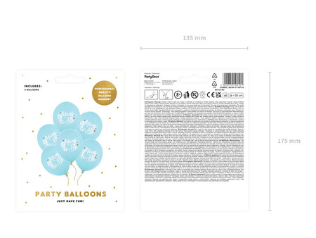 Latex balloons mom to be, pastel blue 30cm, 6 pieces