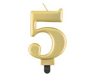 Kerze Nummer 5, Metallic-Gold, 8 cm