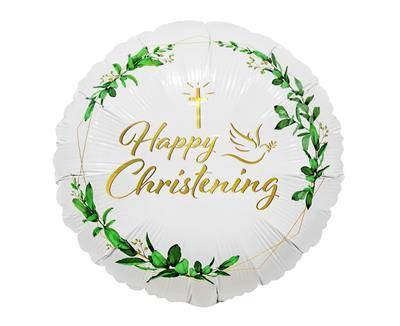 Happy Christening Folienballon (Kreuz und Taube) 46cm