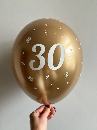 Latex balloons Chrome "30", golden, 30 cm, 10 pcs.