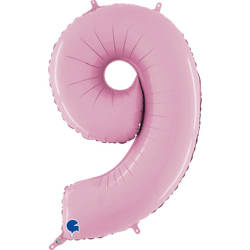 Foil Balloon Number 9 Pink Pastel Pink, 66 cm Grabo