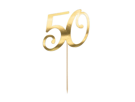 Gold paper topper "50", 20,5cm.