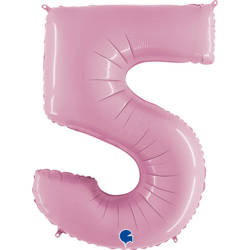 Folienballon Nummer 5 Rosa Pastellrosa, 66 cm Grabo