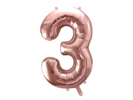 Foil balloon digit '3', 86cm, pink gold