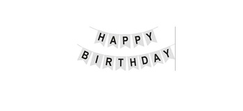 Banner Happy Birthday Silver Black 180 cm
