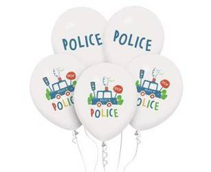 Police latex balloons, 5 pcs, 30 cm