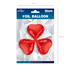 Foil balloon red heart 23cm, 3 pcs