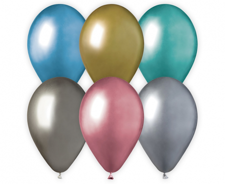 Latex balloons, Mix colors, chrome, 33 cm, 50 pcs.