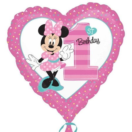 Foil balloon 'Minnie Mouse 1st Birthday "Heart on a year old, 43cm