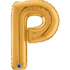 Foil balloon letter P, 66cm, gold