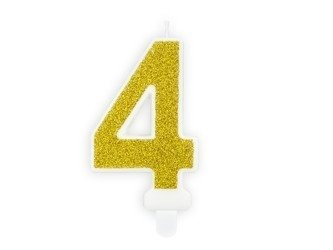 4 digit birthday candle, gold