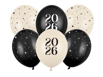 Balloons Strong Happy New Year 2026 Pastel Mix 30cm 6 pcs