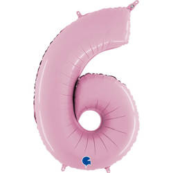 Folienballon Nummer 6 Rosa Pastellrosa, 66 cm Grabo